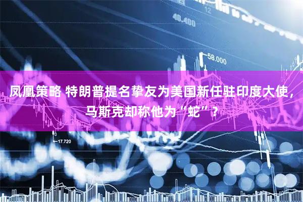 凤凰策略 特朗普提名挚友为美国新任驻印度大使，马斯克却称他为“蛇”？